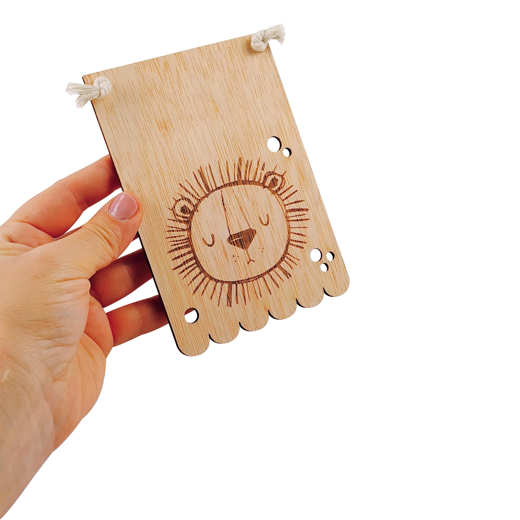 nagu® Banderín de Madera Infantil con Animales 10x15 cm | Incluye Letras Adhesivas para Nombres Personalizados | Guirnalda Decorativa para Habitación Bebé Niño o Niña | Regalo Bebé Personalizado