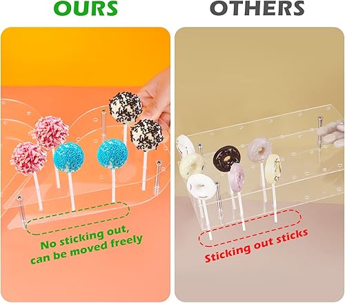 Miniatura 2 de NiHome Soporte antiadherente para tartas, 24 agujeros, soporte acrílico para tartas, soporte para piruletas para bodas, fiestas de cumpleaños,