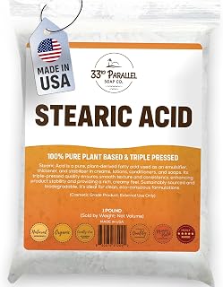 Stearic Acid (1 Lbs / 16oz) White Flakes Triple Pressed NF/USP | 100% Plant-Based, Natural Emulsifier, Solidifier & Thickener for Creams, Lotions, Soaps & Candle Making | 1 Pound