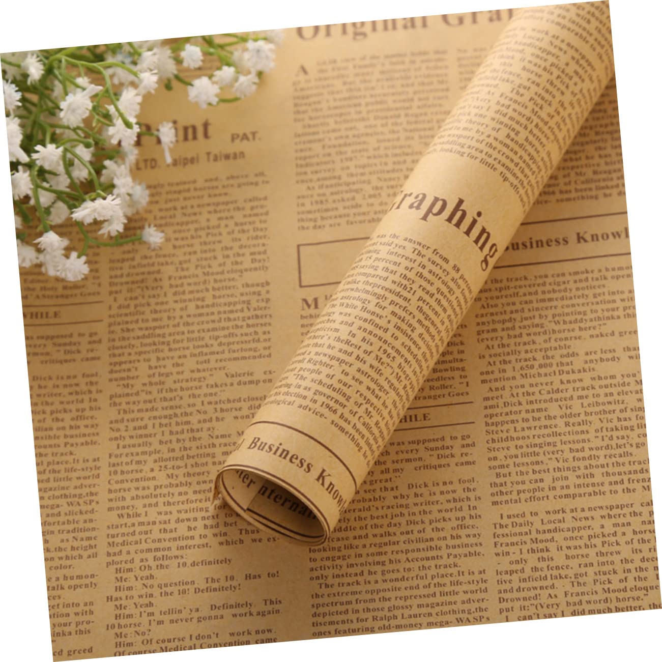 Gatuida 50blätter Retro-geschenkpapier aus Kraftpapier Geschenkverpackungspapier für Blumensträuße und Andere Anlässe Zeitungspapier-design für Diy-projekte und Zufälliger Stil