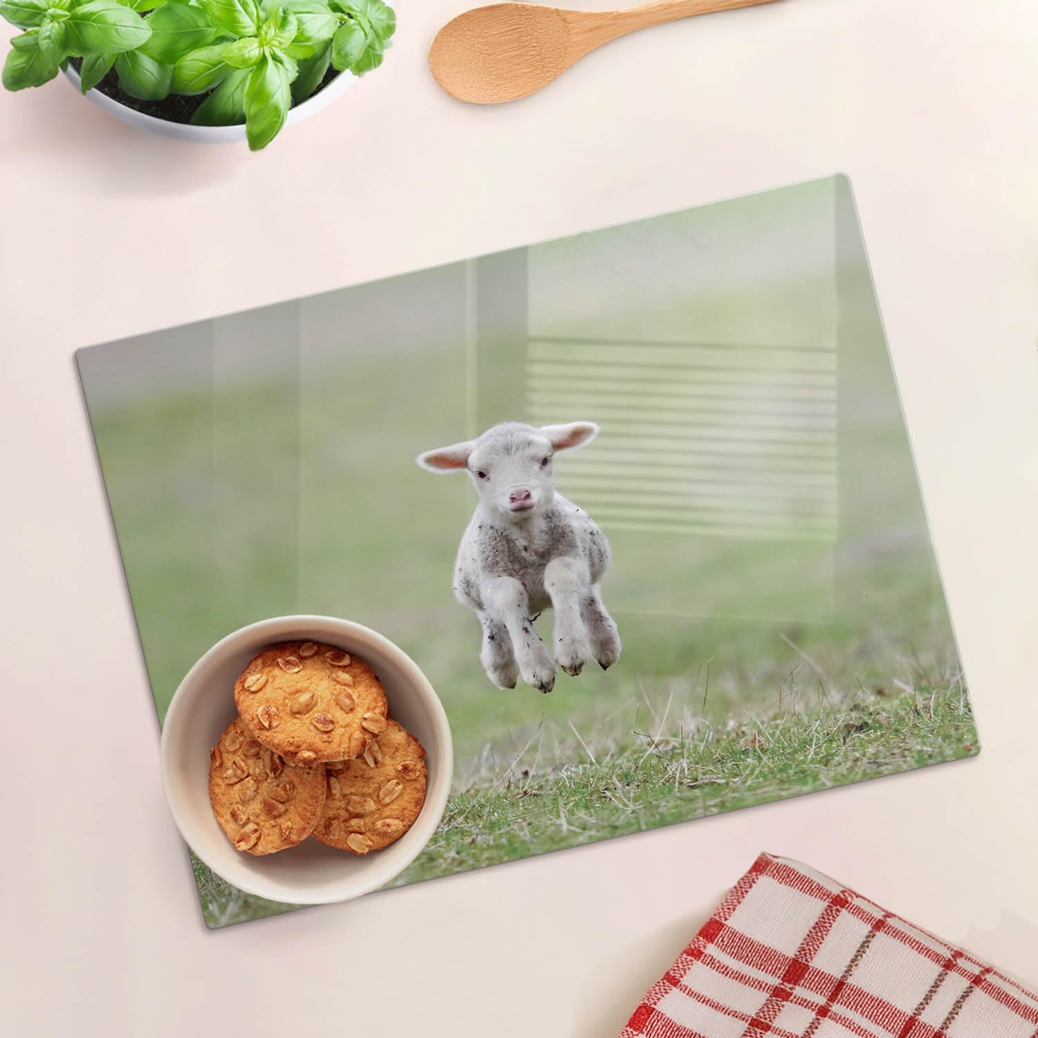 Supporto in vetro e protezione per piano di lavoro 40x30 cm Agnello dolce