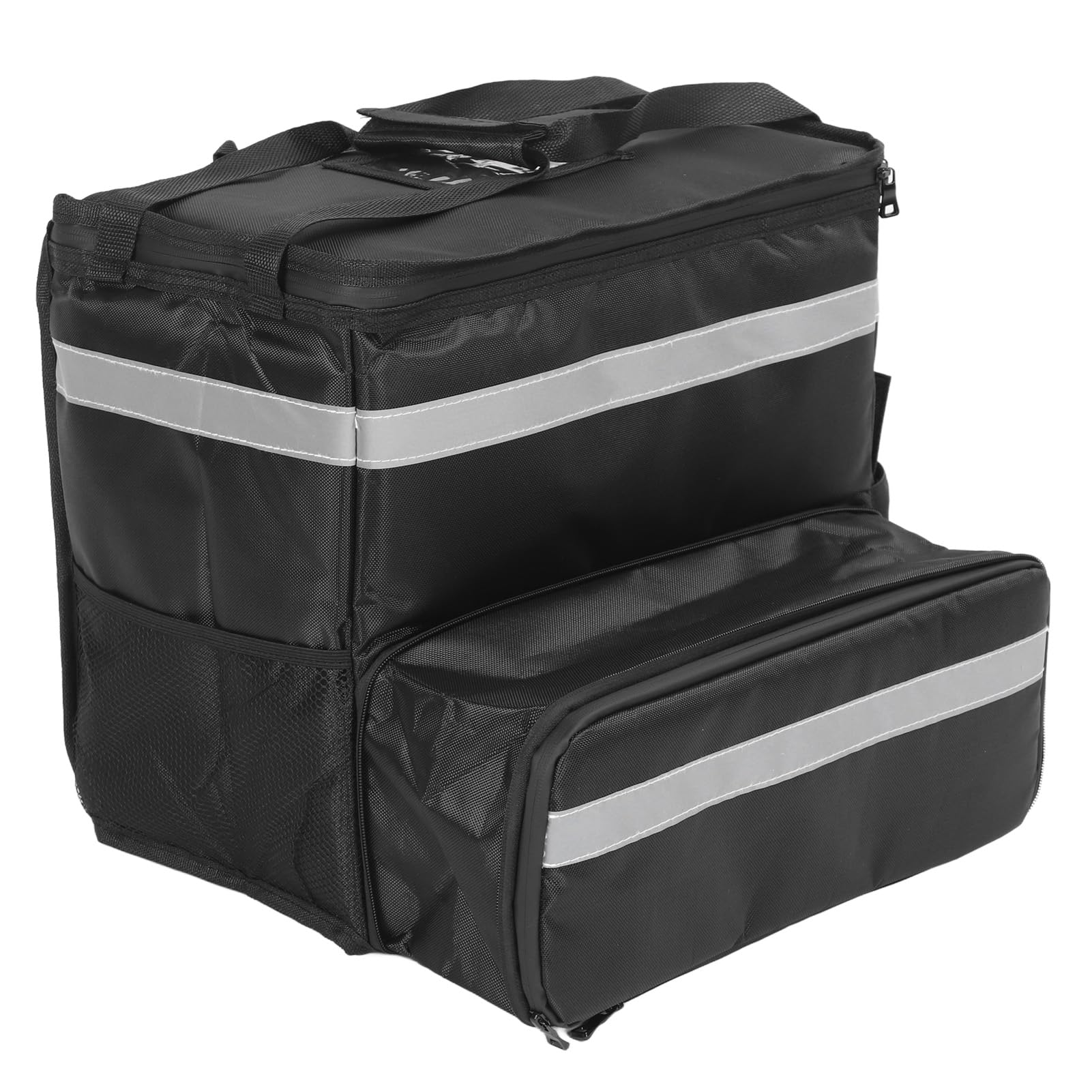 bolsa isotérmica, Mochila cómoda expandible negra con aislamiento, bolsa de entrega gran capacidad, impermeable, 2 placas