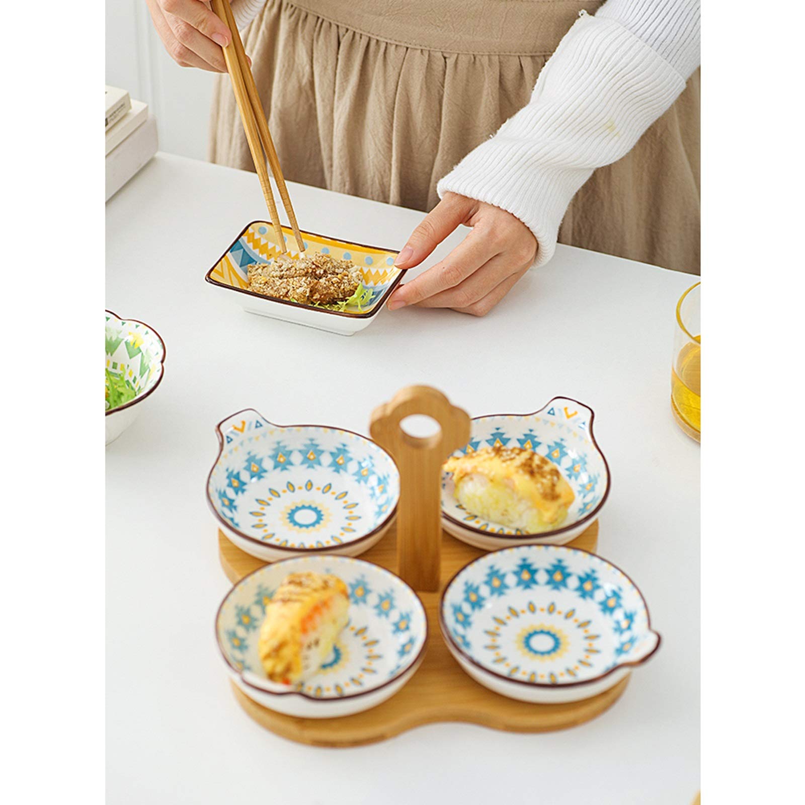 Saucenschale, 4er-Pack, Mehrzweck-Keramik/Sauce, Mini-Geschirr, langlebig, Teller, Gewürz