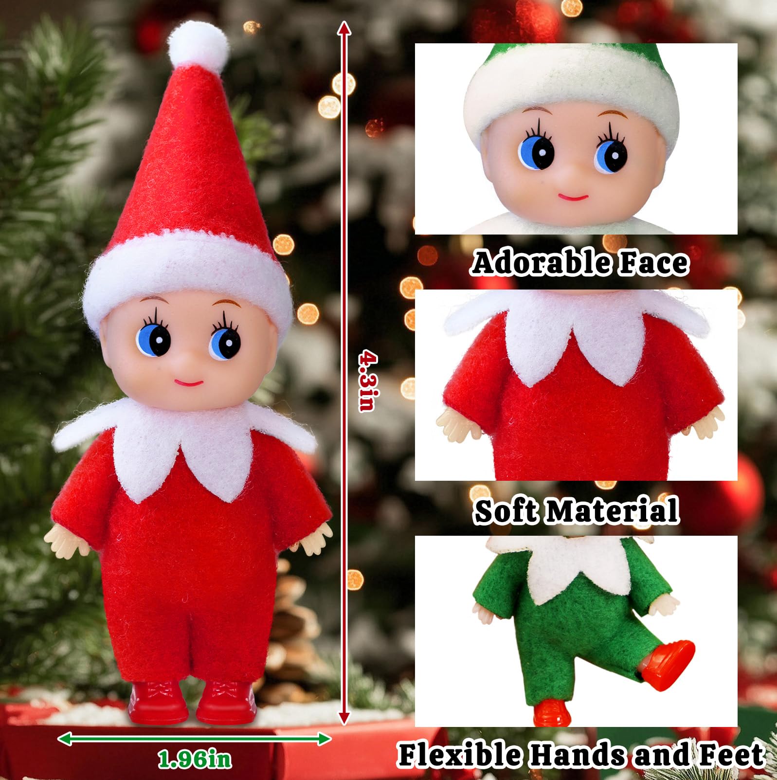 Figurines de poupées elfes de noël, Mini jouet, poupées elfes pour Festivals, fenêtres d'arbre Figurines de poupées elfes de noël, Mini jouet, poupées elfes pour Festivals, fenêtres d'arbre