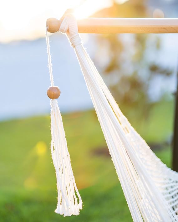 JoyView Hammock Chair with Spreader Bar Caribbean Hammock Swing Chair 300 LBS Weight Capacity XL Rope Hanging Chair for Outdoor Indoor Garden Yard - Light Green