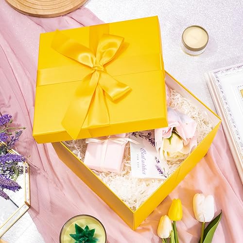 Vista 57 de RUSPEPA Caja de regalo mediana azul real con tapas, cinta y papel de seda, caja de regalo plegable perfecta para cumpleaños, graduación, día