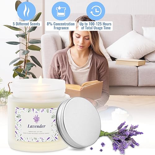 Miniatura 5 de BlissfulOasis Velas perfumadas, velas de larga duración para el hogar, juego de 5 velas, velas para mujeres, ingredientes naturales y seguros, juego