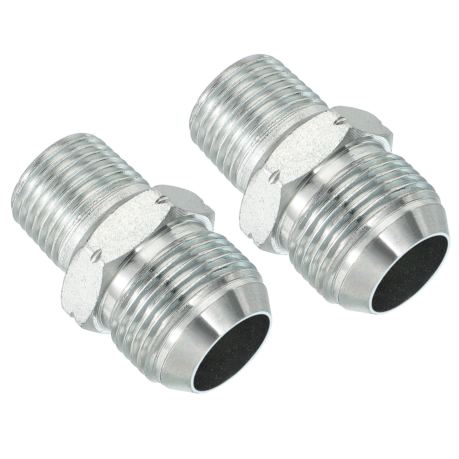 PATIKIL Pipe Adapter Connector 1-1/16" Male 74 ° Flare JIC x 1/2" Male R Pipe Fitting 2 Pcs Oil Feed Restrictor Fitting Hydraulic Connector for Oil Steam Water Pipelines System