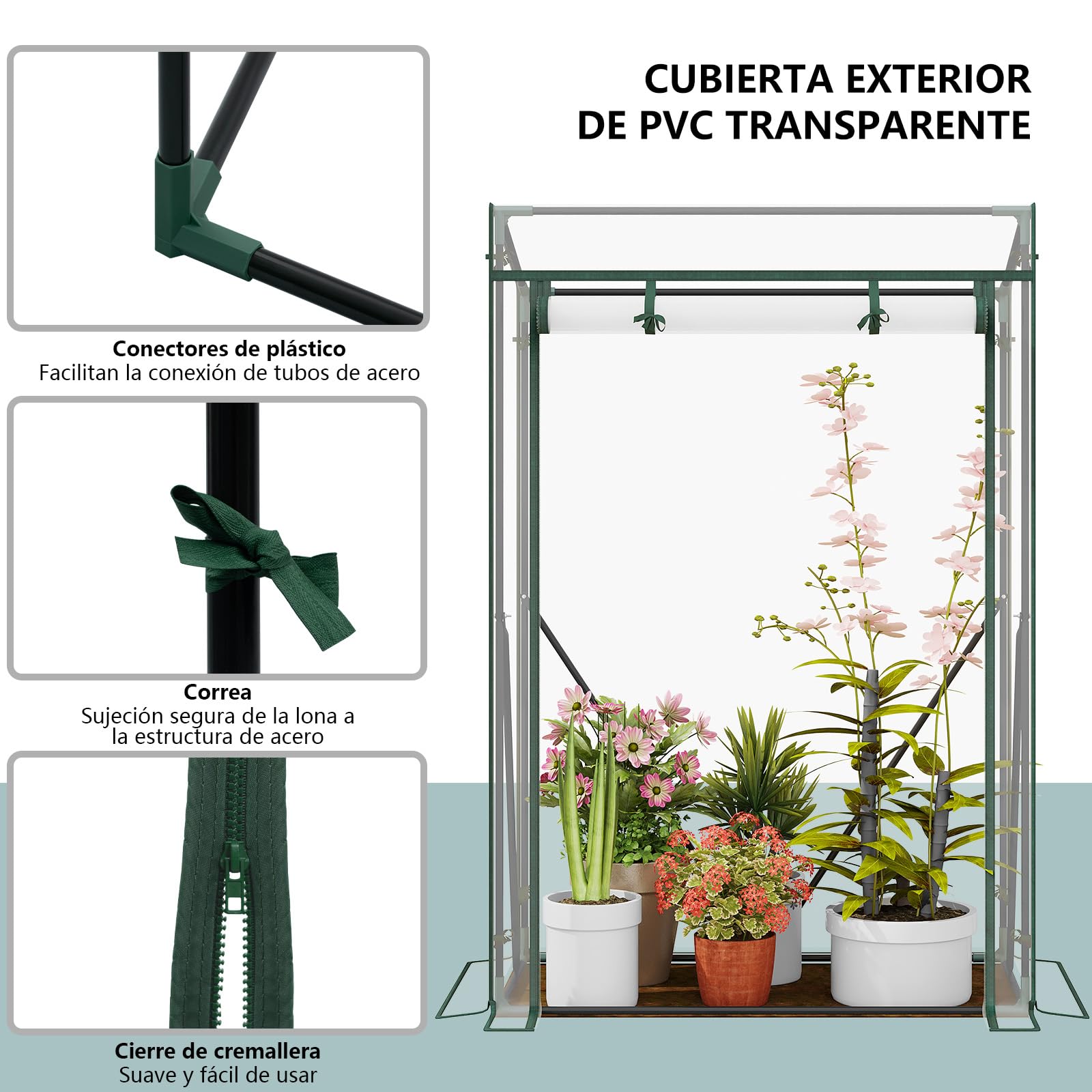 WOLTU Invernadero Jardín Tipi, Puerta Enrollable, 100x50x150cm Transparente | PE Impermeable; Anti-Desgarro; Tomates; Terraza; Jardín Trasero