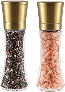 Gold Salt and Pepper Grinder Mill Set Stainless Steel Pepper Shaker Adjustable Ceramic Coarseness Salt Grinder Black Pepper Spice Grinder Mill