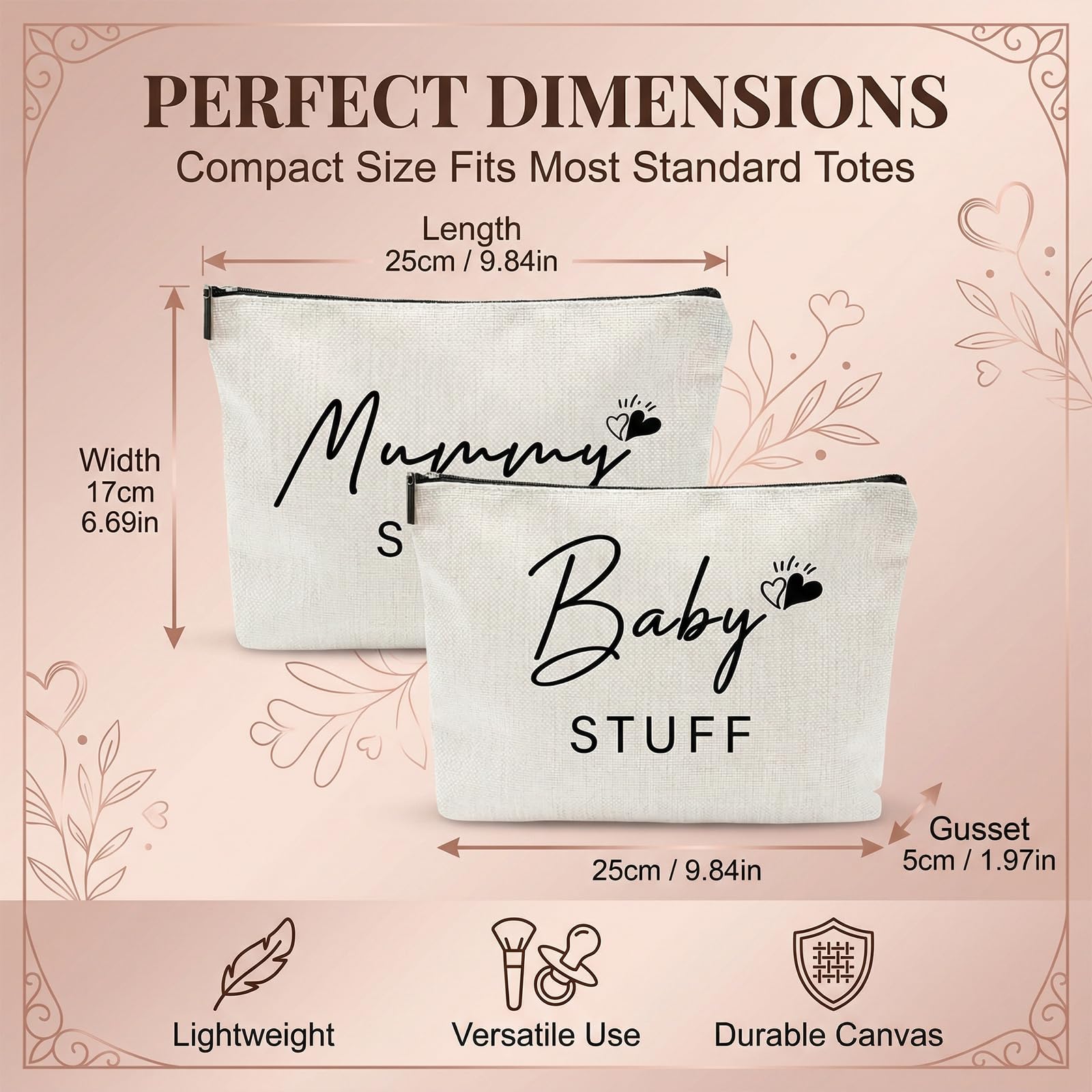 2 Cadeaux pour Futures Mamans, Cadeau Bébé, Cadeau pour la Fête des Mères, Sac Maman avec Fermeture Éclair pour Trousse de Naissance et Nouveau-Né, Sac pour Baby Shower, Hôpital et Accouchement