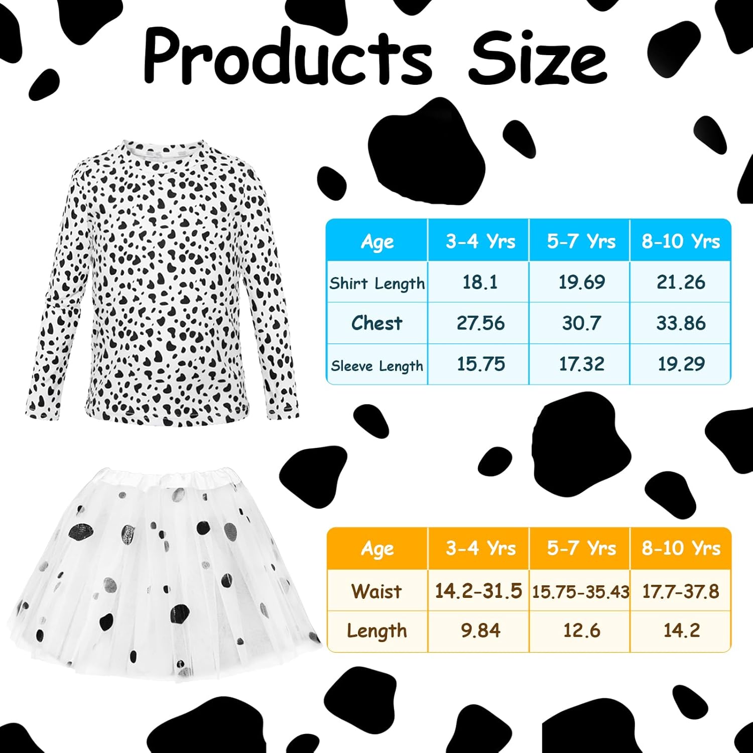 Dalmatian Costume Girls, 101 Days of School Dog Costume Set Kids Tutu Headband Accessories Halloween Animal Party - Image 2