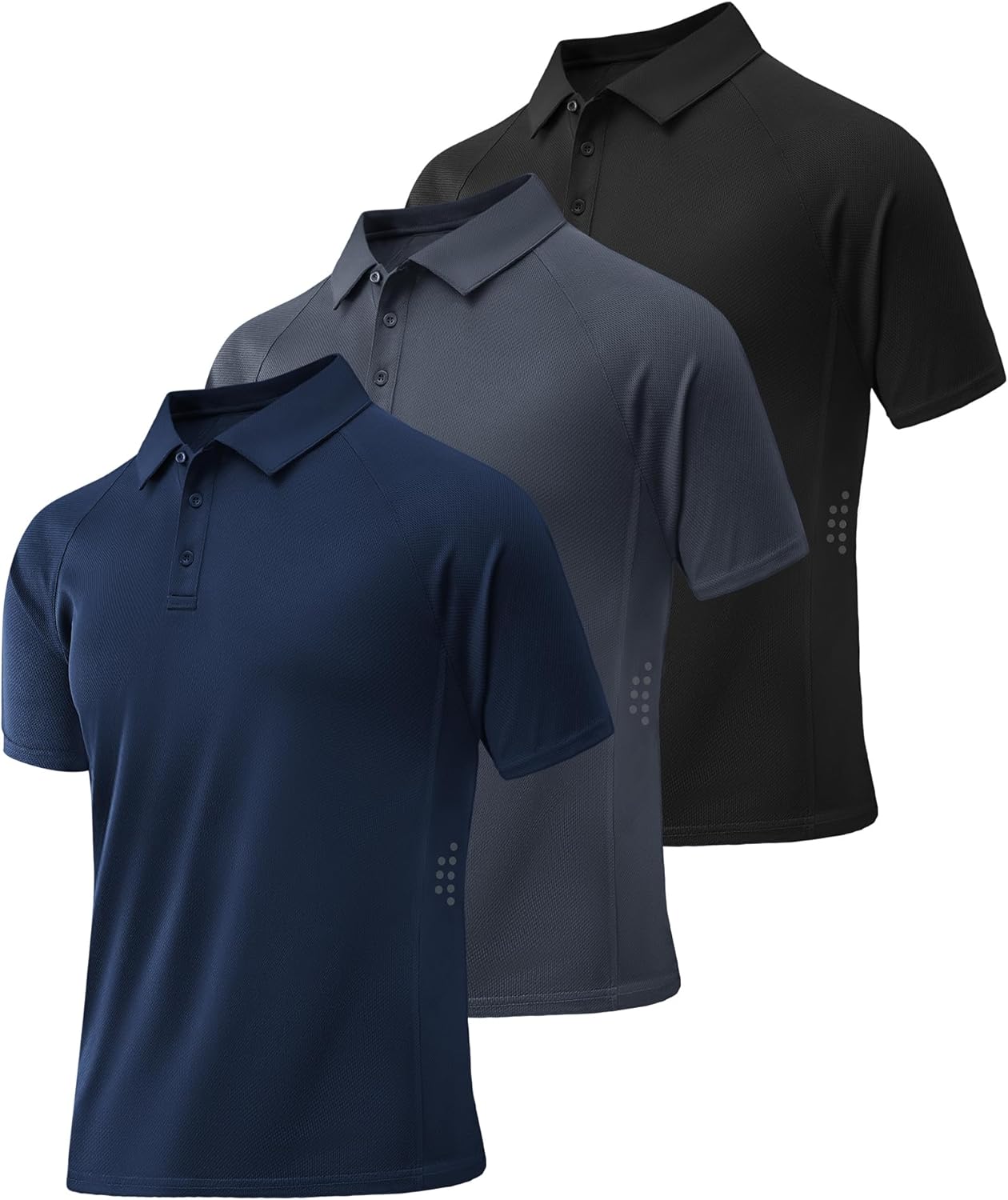 ZITY 3 Pack Mens Polo Shirts Short Sleeve Performance Moisture Wicking Business Casual Athletic Collared Golf Shirts for Men