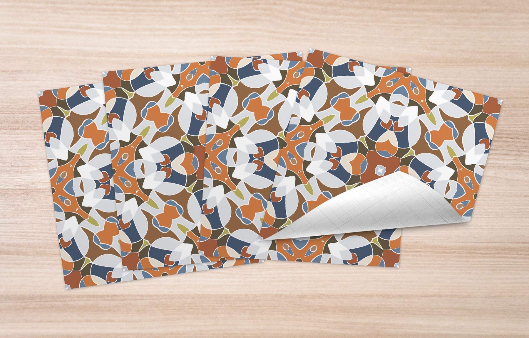 Panorama Azulejos Adhesivos Cocina Baño Pack de 72 Baldosas de 10x10 cm Baldosa Modelo Oriental Original - Revestimiento de Paredes - Cenefas Adhesivas