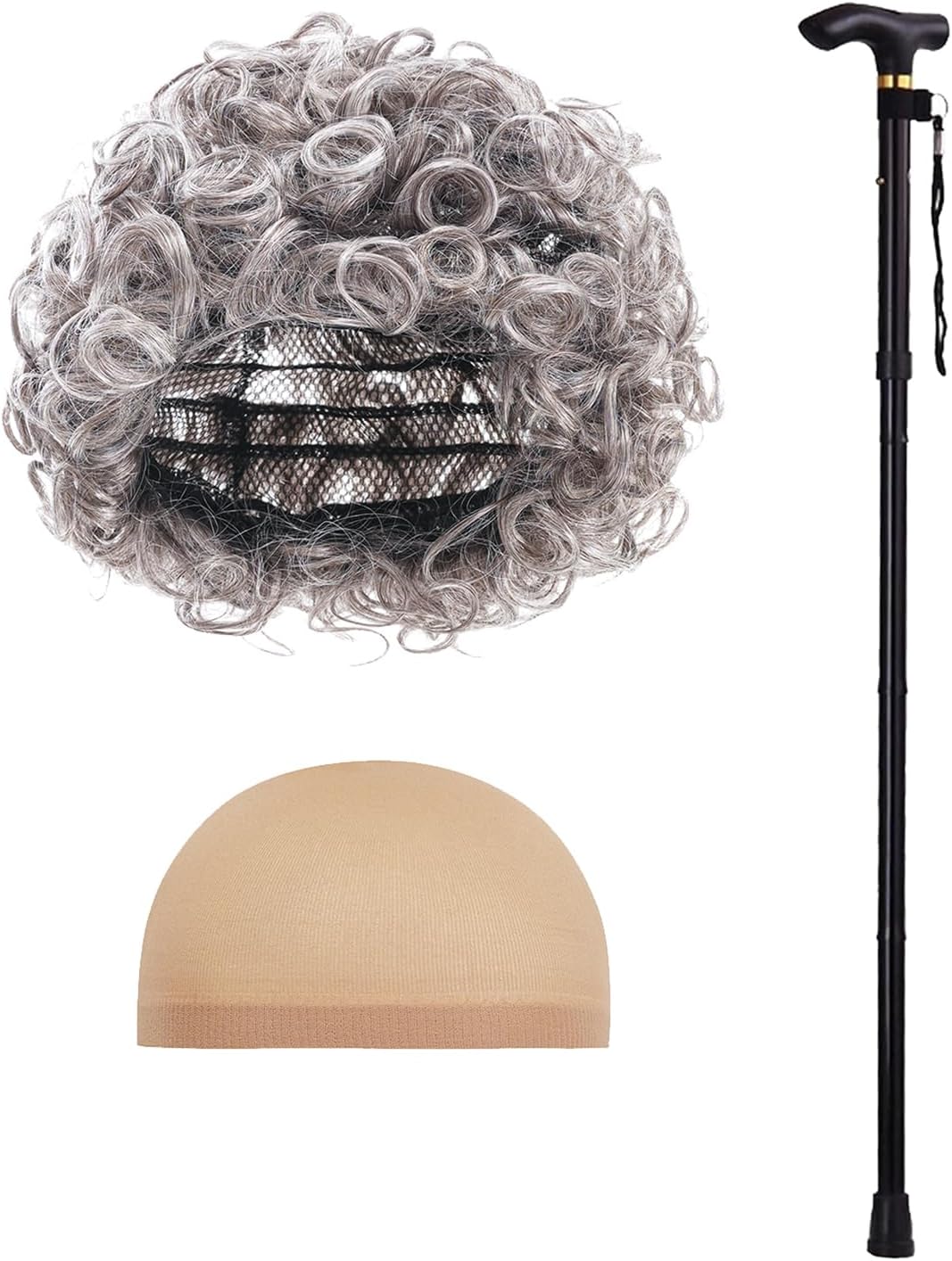 ZeroShop Womens Old Lady Costume adult 100 Days of School Grandma Wig Nightgown Dress Sweater - Image 3