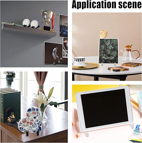 Miniatura 6 de PH PandaHall 20 soportes de caballete de plástico para marco de fotos, soporte de placa transparente negro, caballete de exhibición de imágenes para