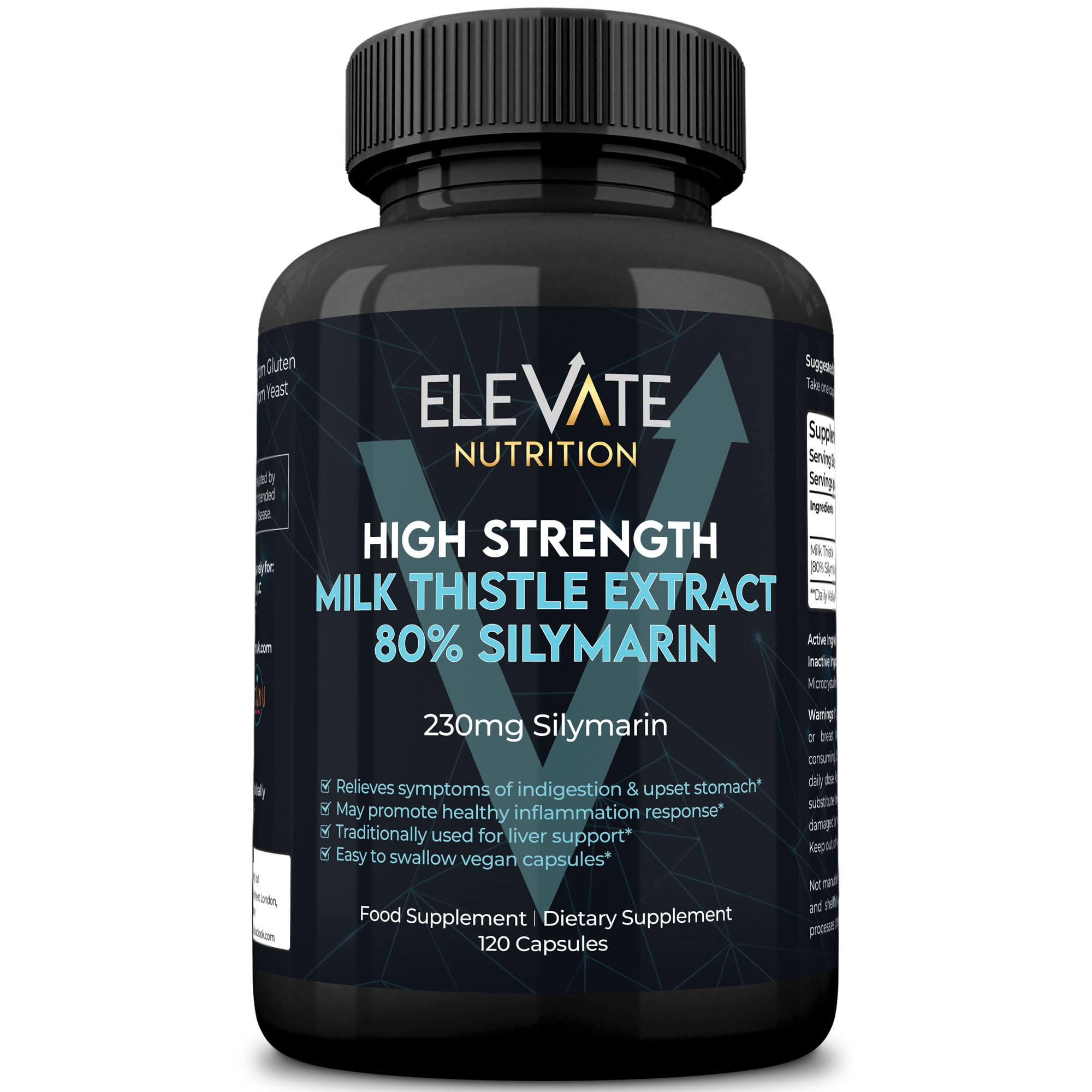 Milk Thistle Food Supplement 7000 mg 120 Capsules with 80% Silymarin, May Support Inflammatory Health