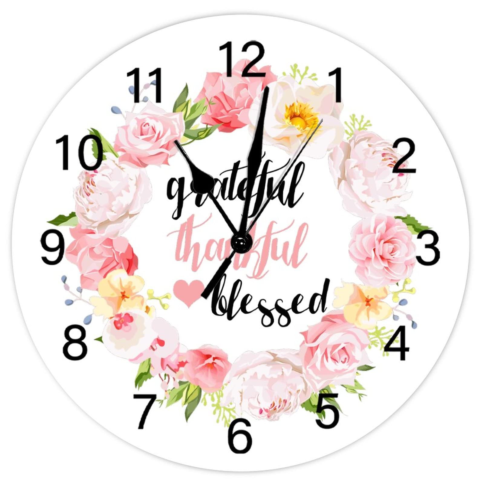 Horloge murale fleurs aquarelles pour salon et salle de bain