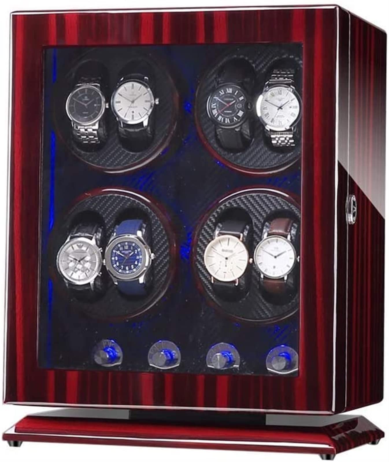 CGCSYZ Watch Winder Box For 8 Automatic Watches, With Blue LED Light, 4 Rotation Modes, Quite Motors, Fit Lady And Man Watches Accessories (D)