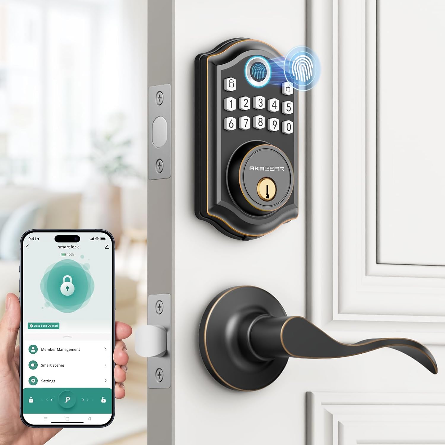 DS10 Pro Keyless Entry Door Lock with Handle – 2 Lever Handles, Bluetooth APP Control, Fingerprint Door Locks, Electronic Keypad Deadbolt Lock, Smart Doors Lock, Auto-Lock, Oil Rubbed Bronze DS10 Pro Keyless Entry Door Lock with Handle – 2 Lever Handles, Bluetooth APP Control, Fingerprint Door Locks, Electronic Keypad Deadbolt Lock, Smart Doors Lock, Auto-Lock, Oil Rubbed Bronze