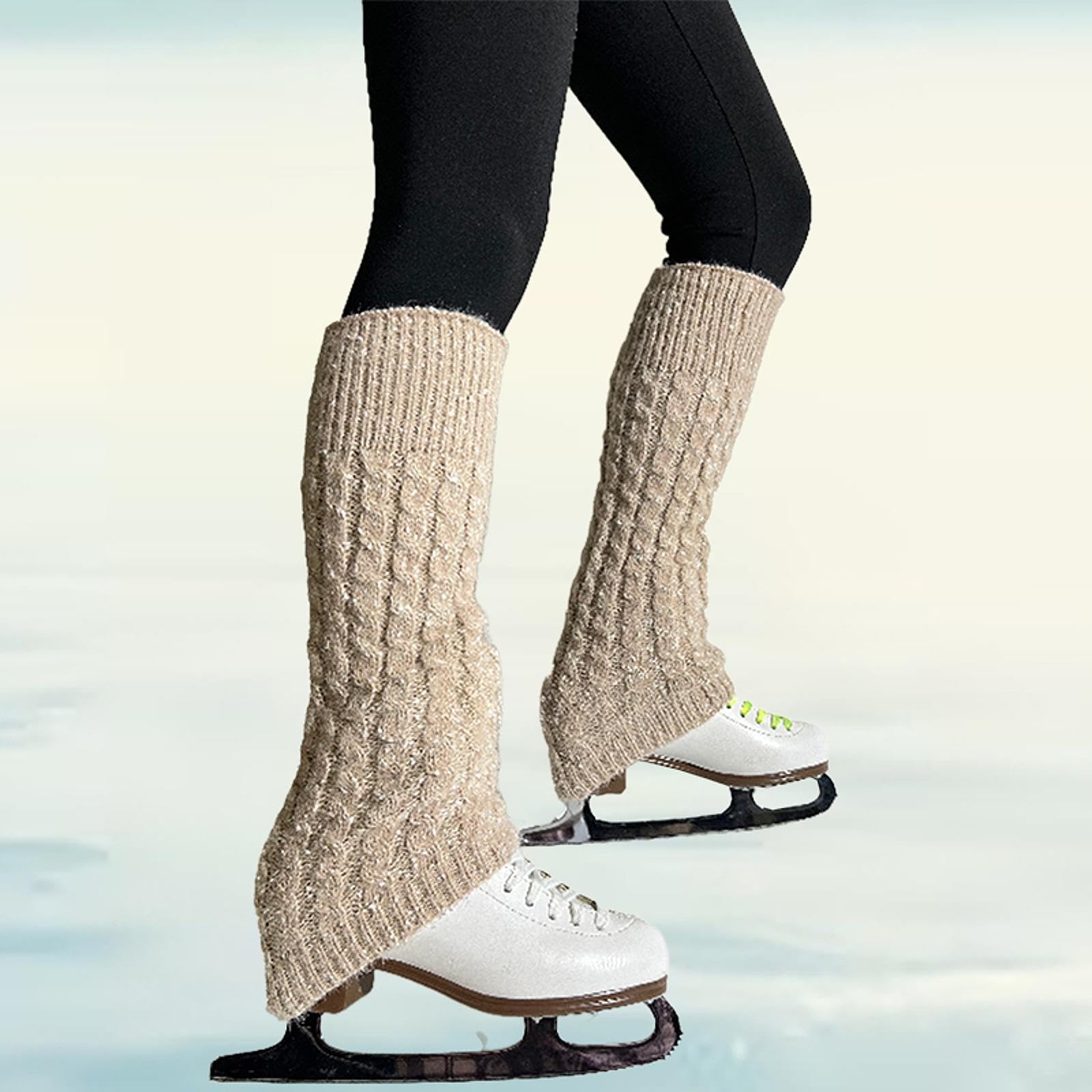 Qianly Calentadores de Pierna para Patinaje sobre Hielo Medias Deportivas Largas Cubrepiernas sin Pie Portátiles Tejidos Adecuados para Mujeres Ballet