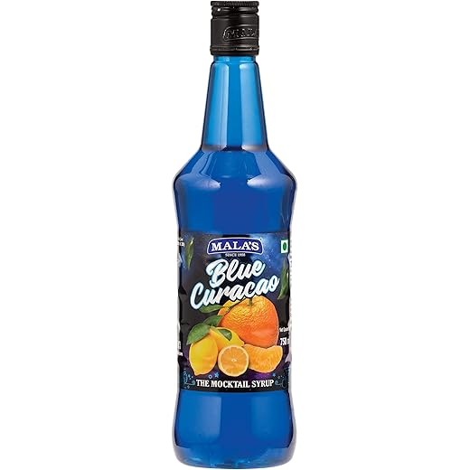 Mala's Fruit Mocktail Syrup Blue Curacao Mocktail, 750ml | Blue Lagoon | Cool Blue | For Cocktails, Syrups, Mojito, & Squash