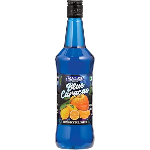Mala's Fruit Mocktail Syrup Blue Curacao Mocktail, 750ml | Blue Lagoon | Cool Blue | For Cocktails, Syrups, Mojito, & Squash