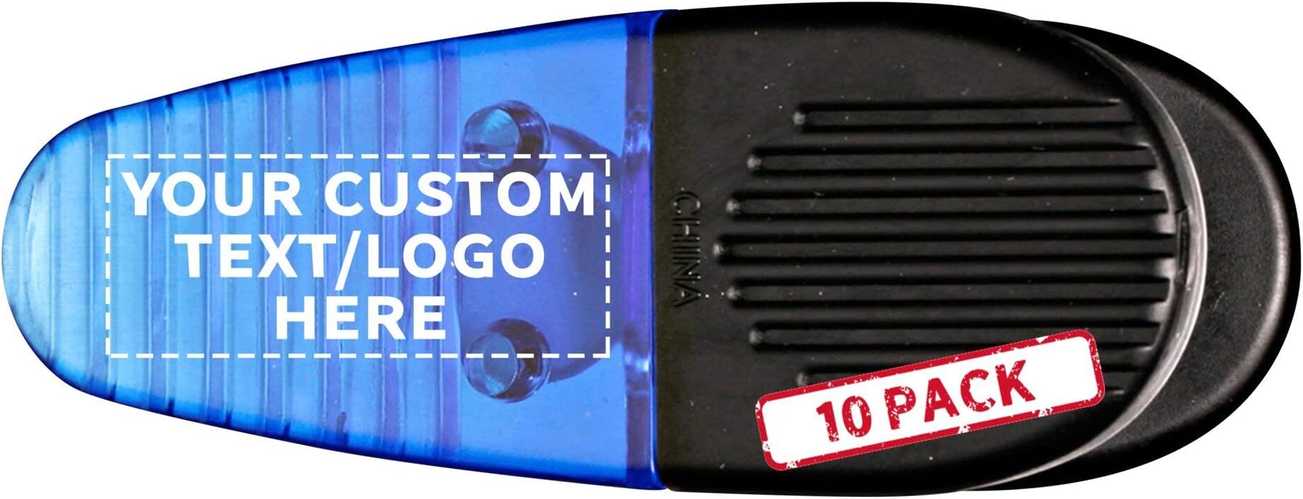 - 10 Magnetic Memo Holders Set - Customizable Text, Logo - Large Clip, Plastic - TBlue