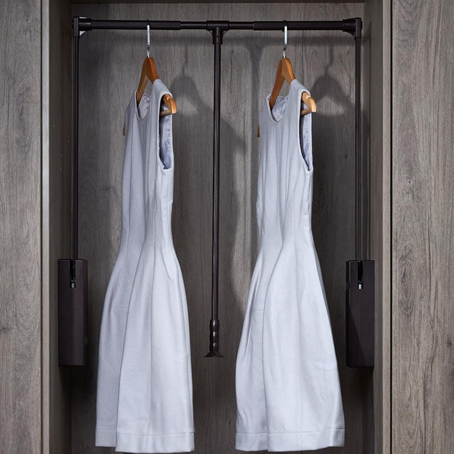 Pull Down Closet Rod Aluminum Adjustable, Collapsible