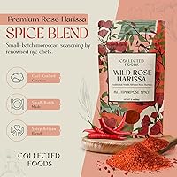 Vista 3 de Mezcla de especias Harissa de rosas de alta calidad, condimento marroquí en lotes pequeños con chiles y pétalos de rosa, perfecto para carnes