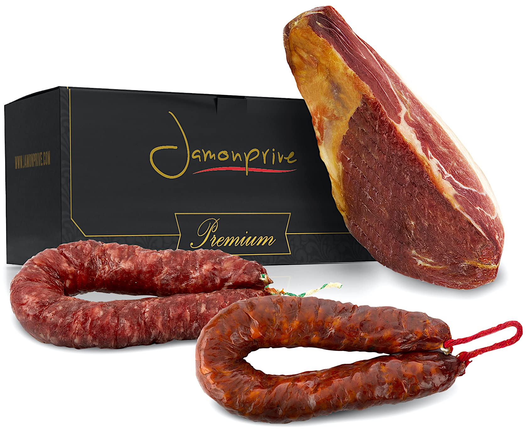 Prosciutto Crudo Serrano Spagnolo Stagionato & Disossato Gran Riserva 1 Kg (Jamon Serrano) + Chorizo Salsiccia 200 gr + Salchichón Salsiccia 200 gr – Jamonprive Premium