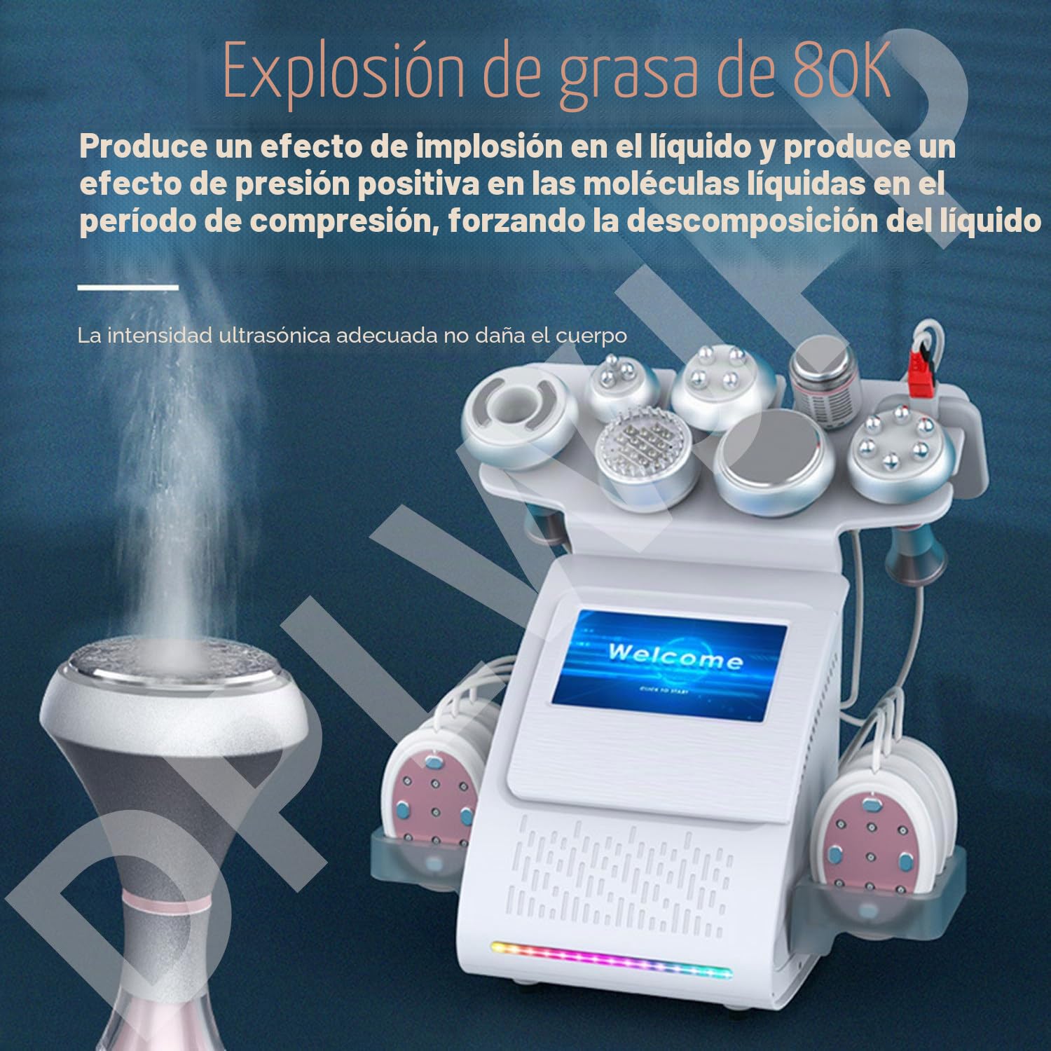 9 En 1 Radiofrecuencia Eliminación de Grasa Corporal Fotorrejuvenecimiento Máquina de Cavitación de 80k Máquina de Pérdida de Peso Dispositivo de Belleza Antiarrugas