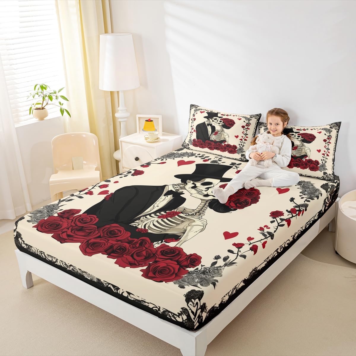 Hippie Butterfly Queen Sheets Sun and Moon Bed Sheets, Groovy Floral Fitted Sheet Sunflower Mushroom Bed Set, 60s 70s Vintage Flower Bedding, All Seeing Eyes Decor (Deep Pocket)