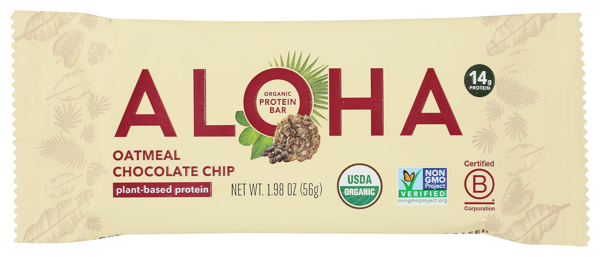 Aloha Organic Oatmeal Chocolate Chip Protein Bar, 1.98 OZ