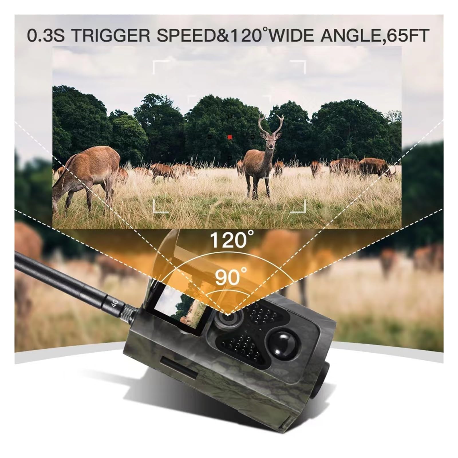Kamera leśna, Kamera Myśliwska 4G Trail HC-550LTE 20MP Zdjęcie Śledzenie Wideo Kamery Do Gier Pułapka Nadzór Noktowizyjna(With 32GB card)