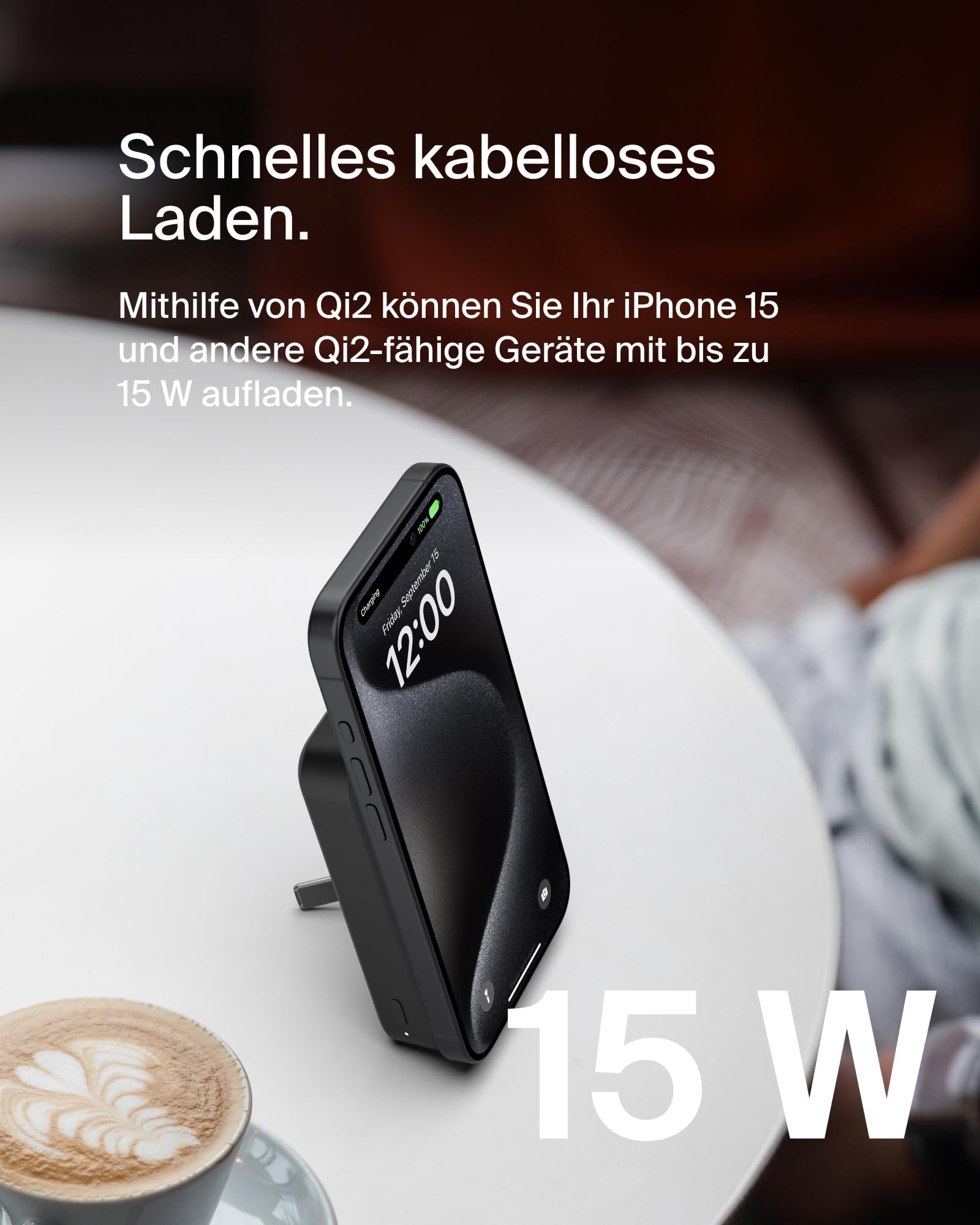 Belkin BoostCharge Pro Kabellose Powerbank 10000mAh mit Qi2, MagSafe-Kompatibles Tragbares Ladegerät mit Integriertem Ständer, für iPhone 17, iPhone Air, iPhone 16, 15, 14, Pixelsnap usw. – Schwarz