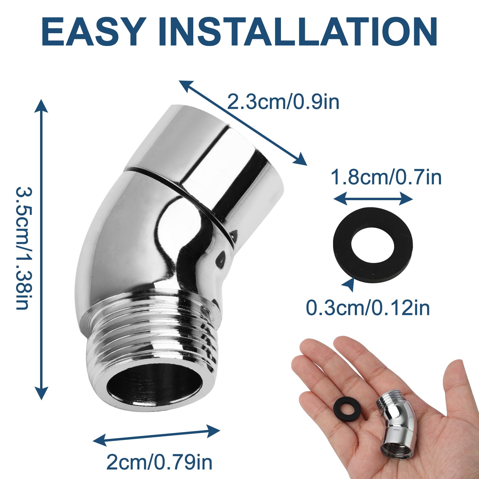 Shower Head Adapter Extension Arm Curved Hose Extender Connector - Image 2