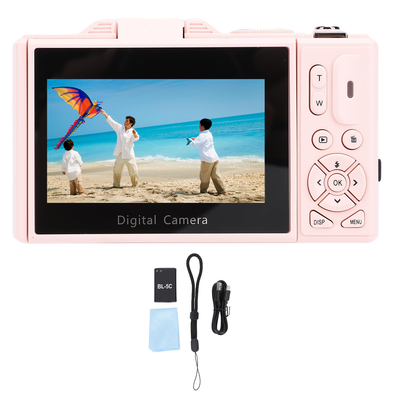 Fotocamera Digitale 5k per Fotografia, Videocamere WiFi 75MP UHD Vlogging con Zoom Digitale 18x, Videocamera AutoFocus da 3 "a Battibe