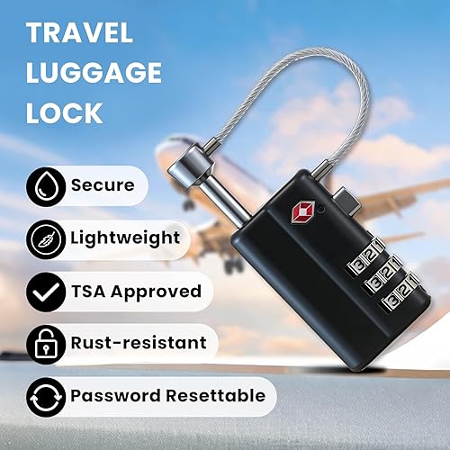Miniatura 7 de Cerradura profesional para pistola aprobada por la TSA, con bloqueo de pistola de acero aleado duradero y resistente a cortes, cerradura segura para