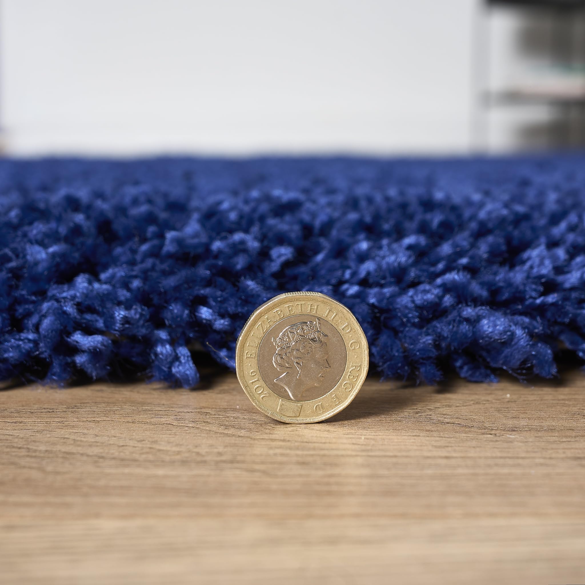 Bravich Navy Blue Shaggy Rug 80 x 150cm (2'7" x 4'11") 5cm Pile Medium Thick Fluffy Living Room Hessian Backed Washable — view 8