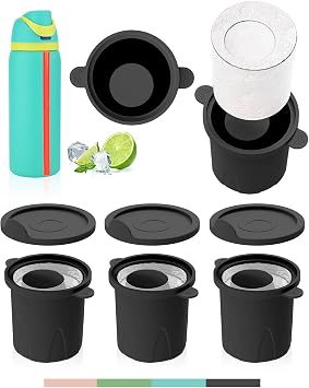 Ice Molds for Owala 24-40oz, Set of 3, Food-Grade Soft Silicone, No White Residue, Easy to Release, Straw Placement Compatible with Owala FreeSip, Keeps Drinks Cold Longer Dark Grey