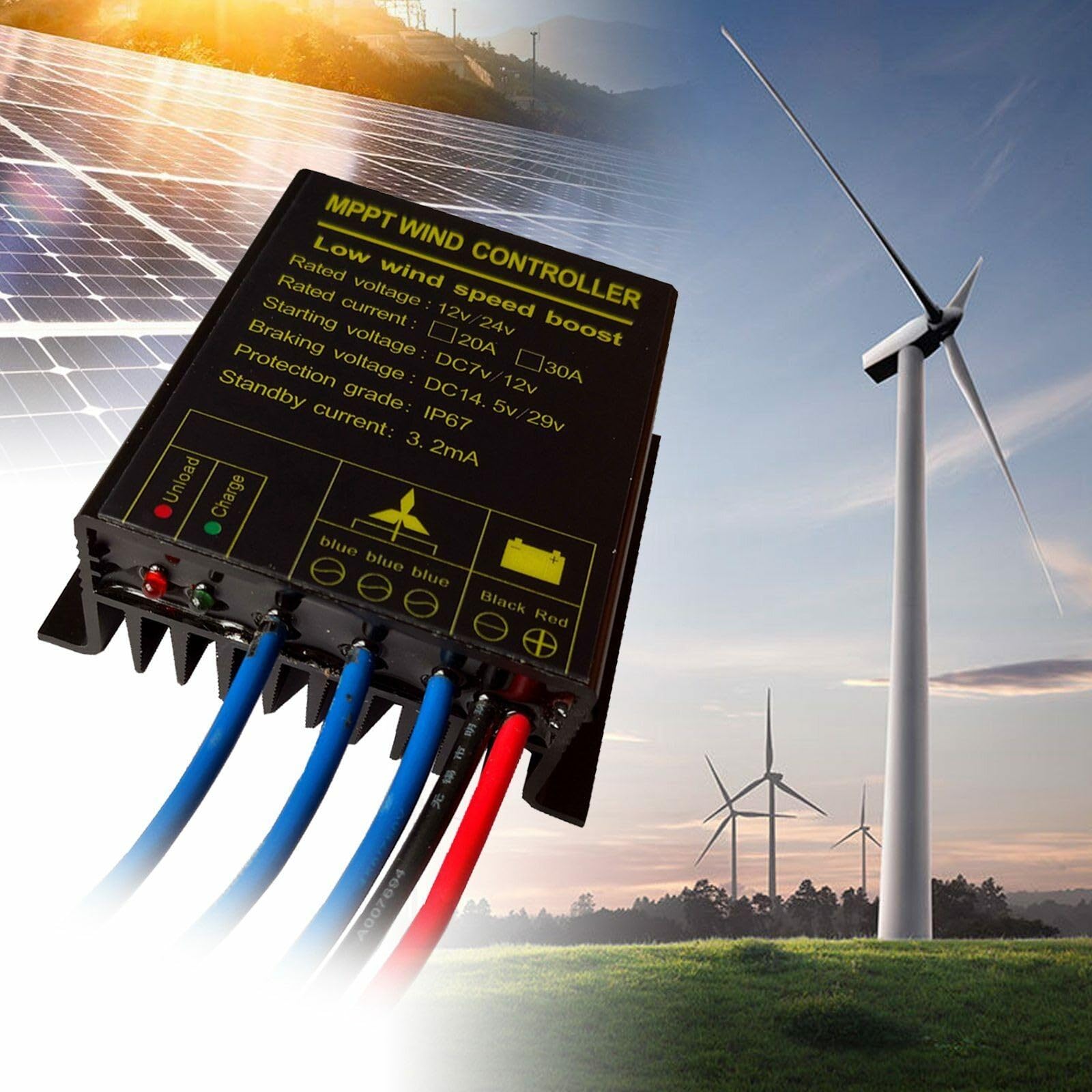 Controlador de carga MPPT turbina eólica 12V/24V 800W arranque bajo