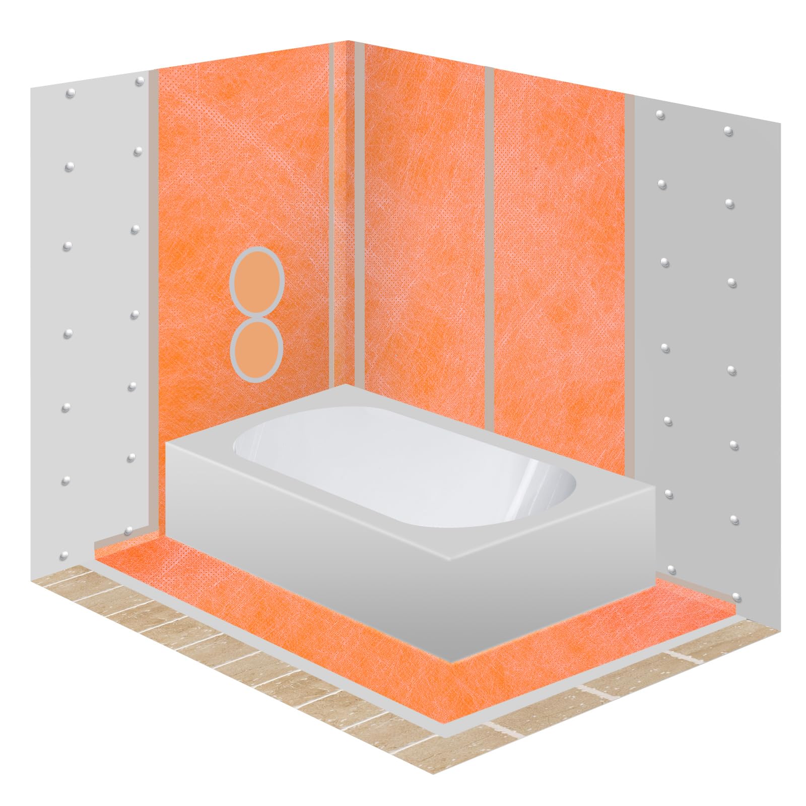 BECHAEO Membrana impermeable para ducha de 3.3 pies x 33 pies, 108 pies cuadrados, 20 mil, membrana impermeabilizante para azulejos, rollo de tela de polietileno para baño, pared y suelo