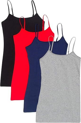 4 Pack Active Basic Womens Basic Tank Top Medium, Black/H Gray/Navy/Red