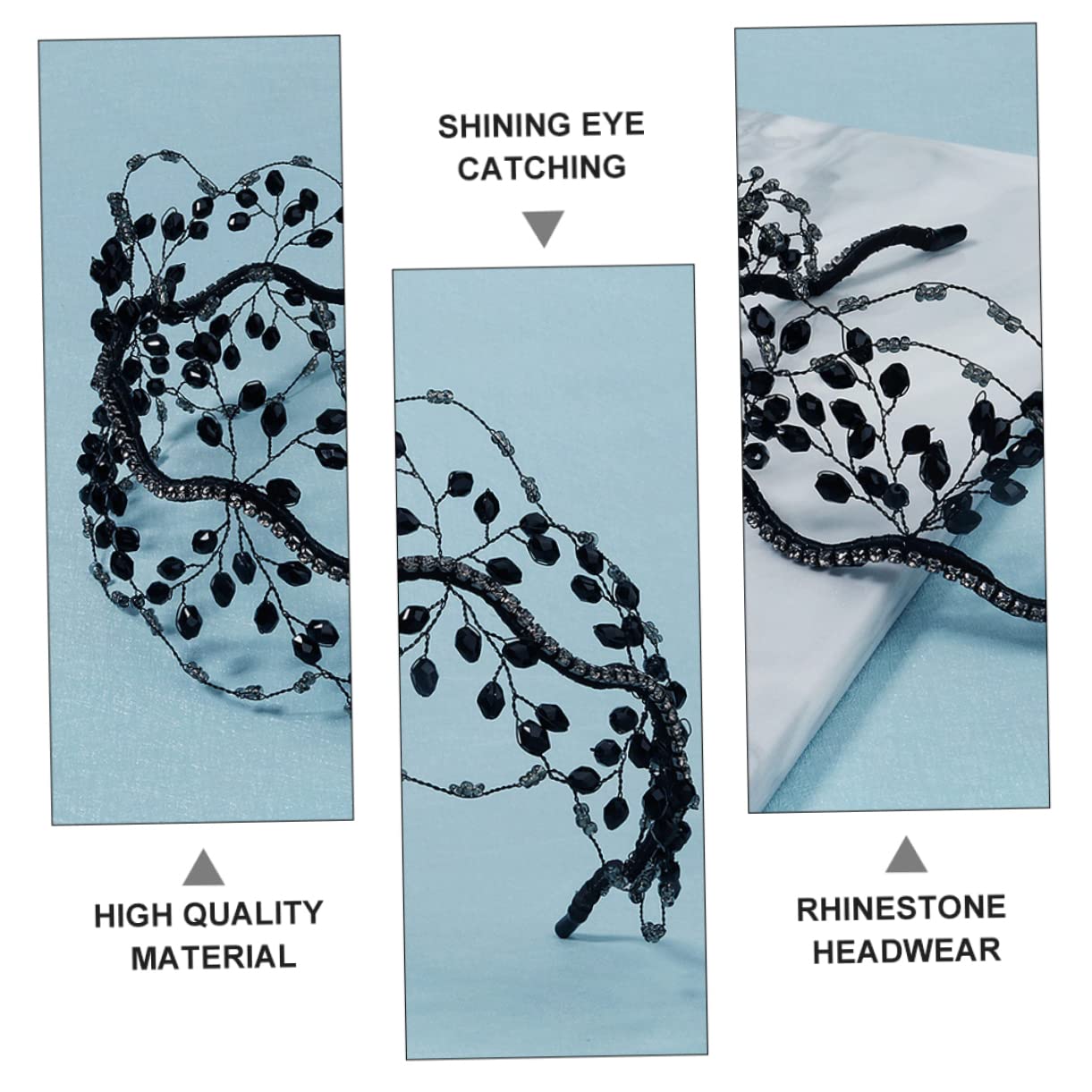 FRCOLOR 4 Pz fascia per Cerchio per scintillanti fasce per le donne strass fascia da sposa barrette hair pin copricapo di perline accessori per Lega di zinco Black