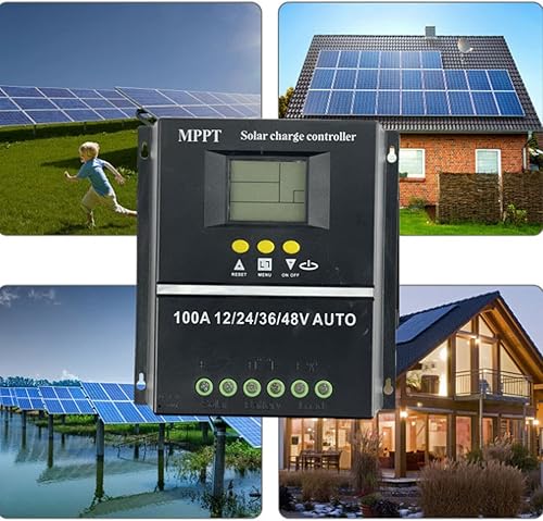 Miniatura 5 de BVCL Controlador de carga solar de 100 A, controlador de carga MPPT solar inteligente de energía, identificación automática de 12 V, 24 V, 36 V, 48