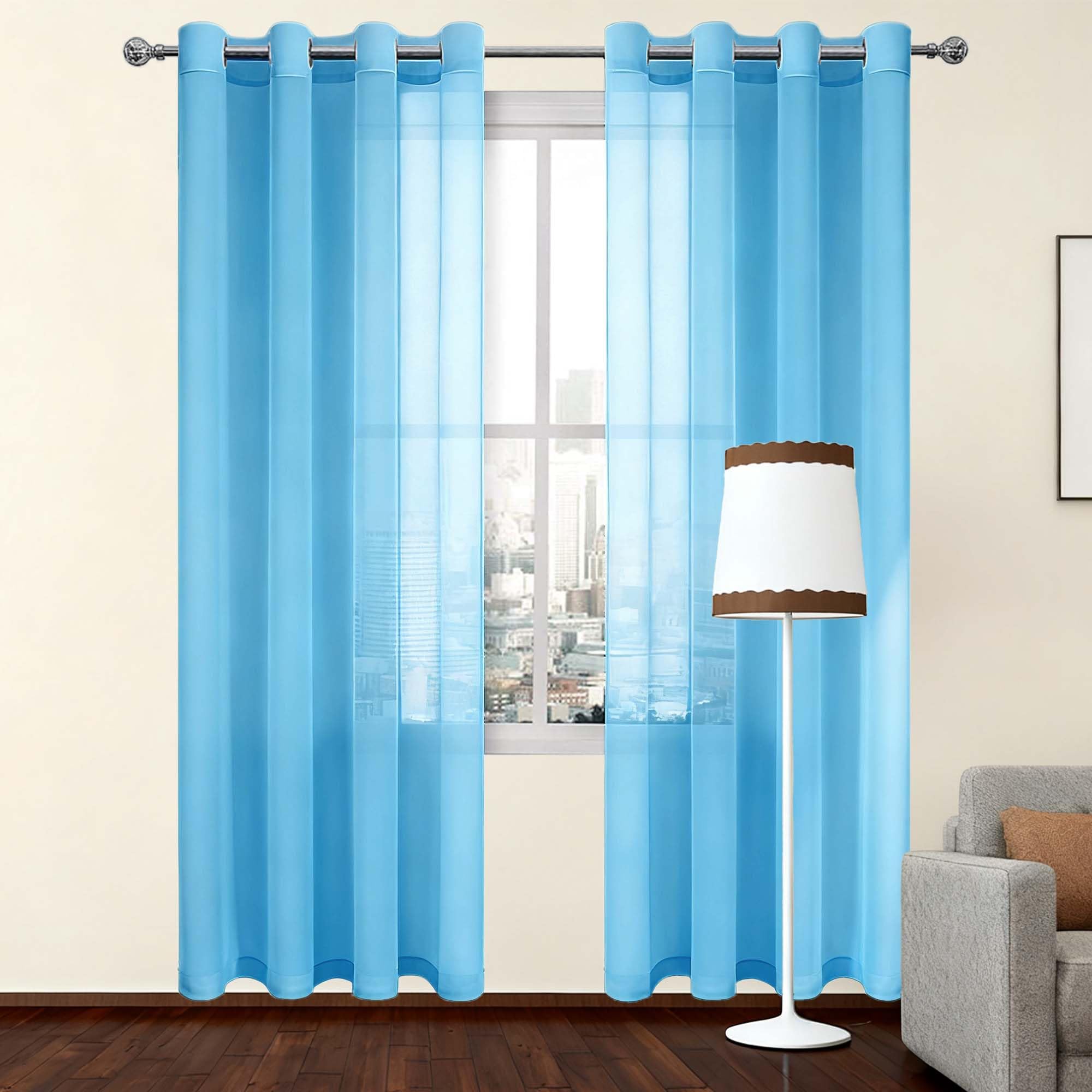 Rideau voilage fenetre 360 x 320 cm souple bleu ciel oeillets rideaux salon chambre