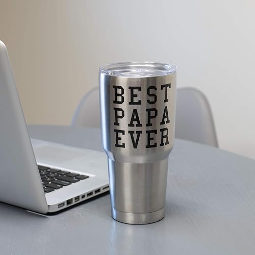 Miniatura 2 de Elanze Designs Best Papa Ever - Taza de viaje de acero inoxidable de 30 onzas con tapa