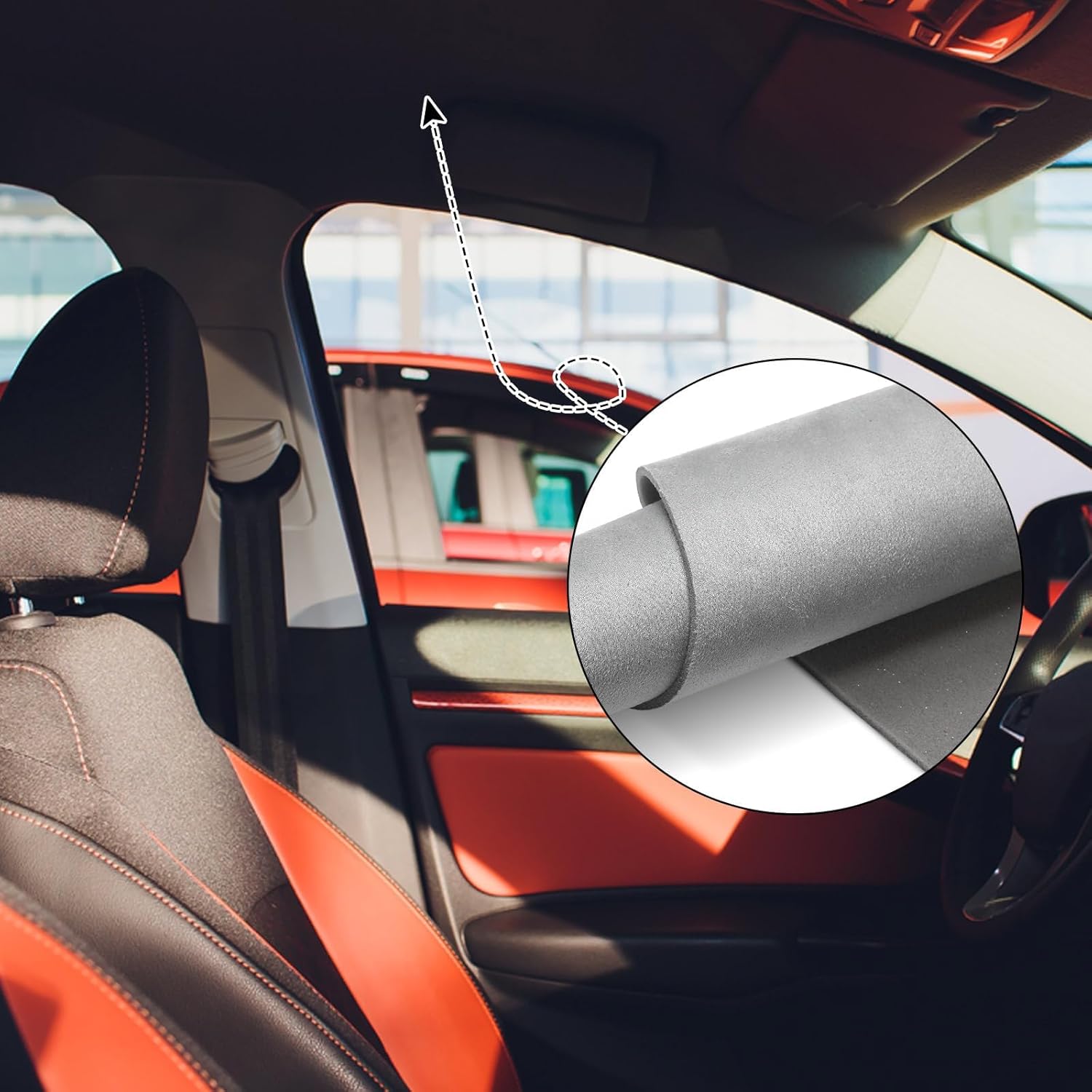 Pangda Suede Headliner Fabric with 1/9" Foam Backing Car Roof Headliner Fabric Suede Material Rubber Seam Roller Utility Knife for DIY Automotive RV Boat Ceiling Interior(Gray, 120 x 60 Inches)