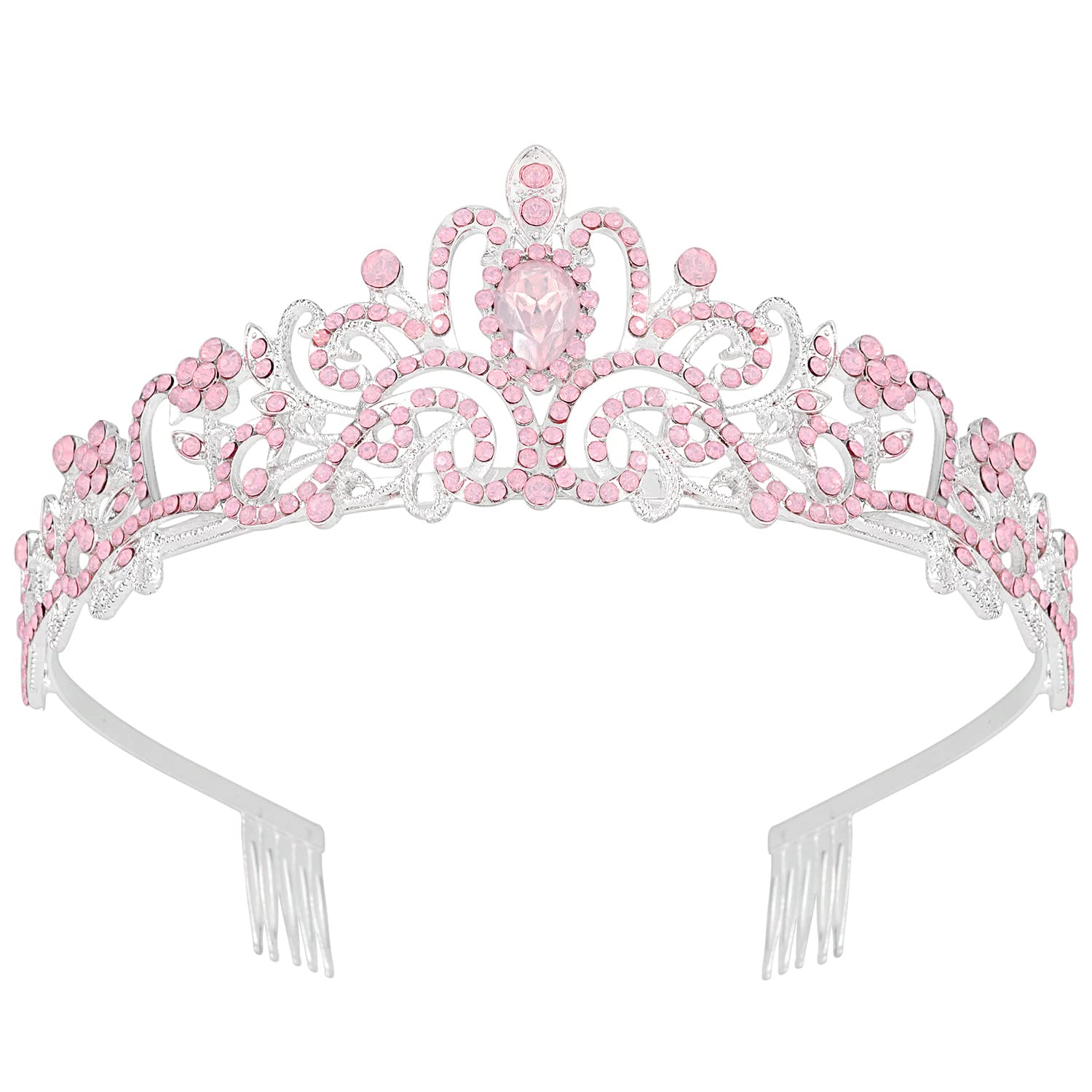 Amazon.com: Didder Pink Opal Tiara Crowns for Women Girls, Princess ...